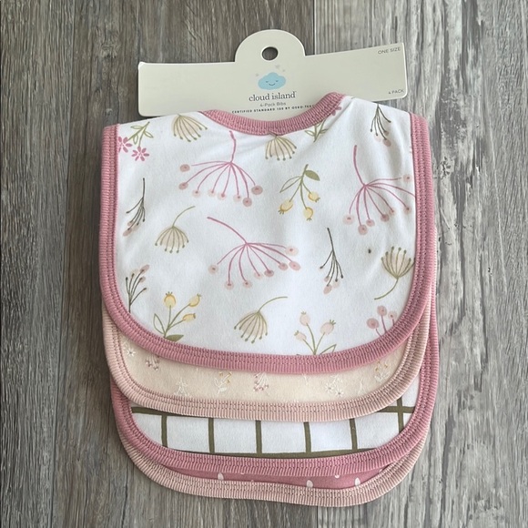 Cloud Island Pink and Cream Baby Bib Set - Picture 1 of 11